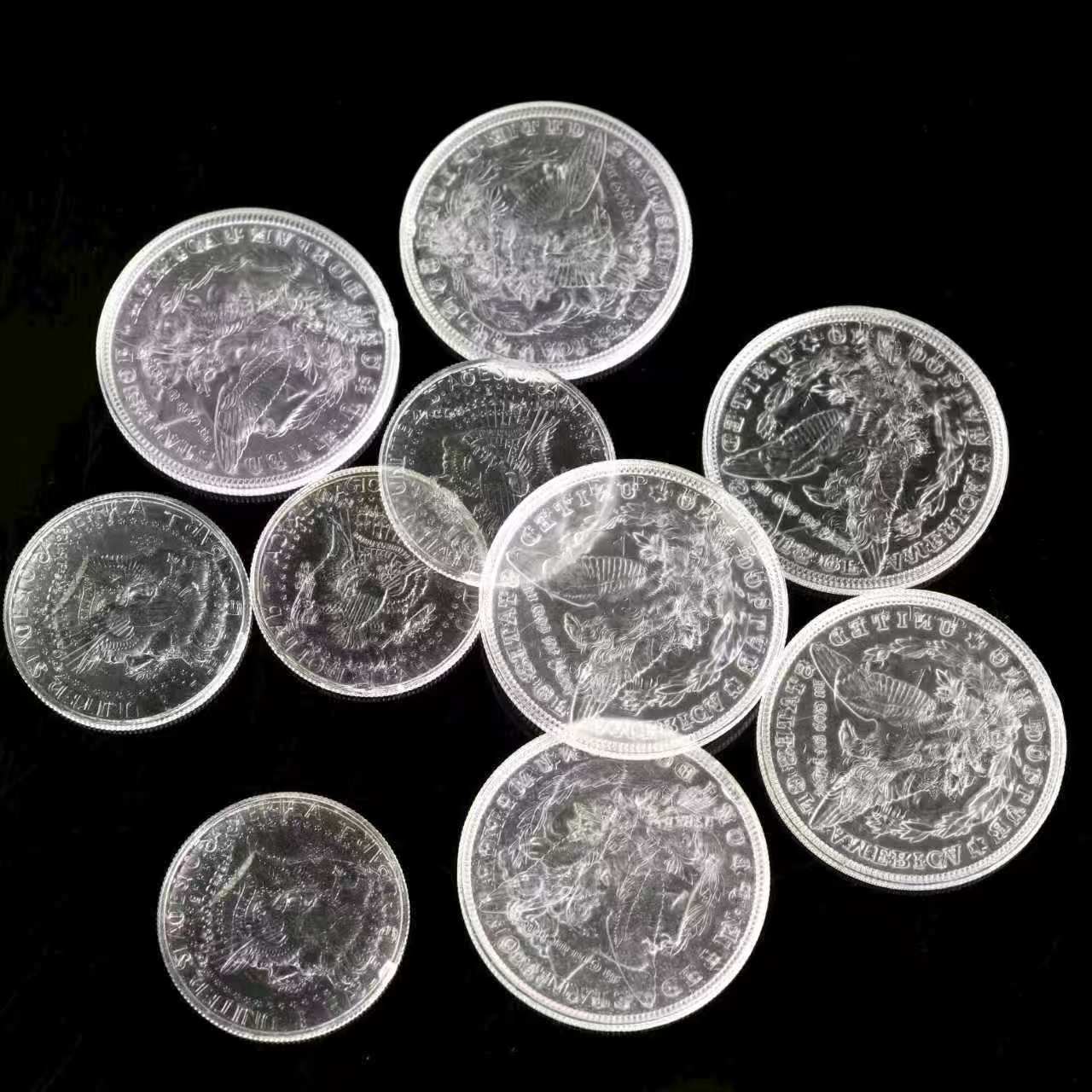 Transparent Morgan & Half Dollar Coins