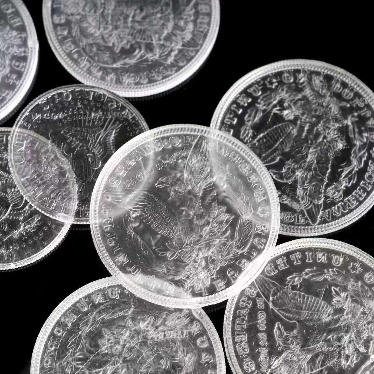 Transparent Morgan & Half Dollar Coins