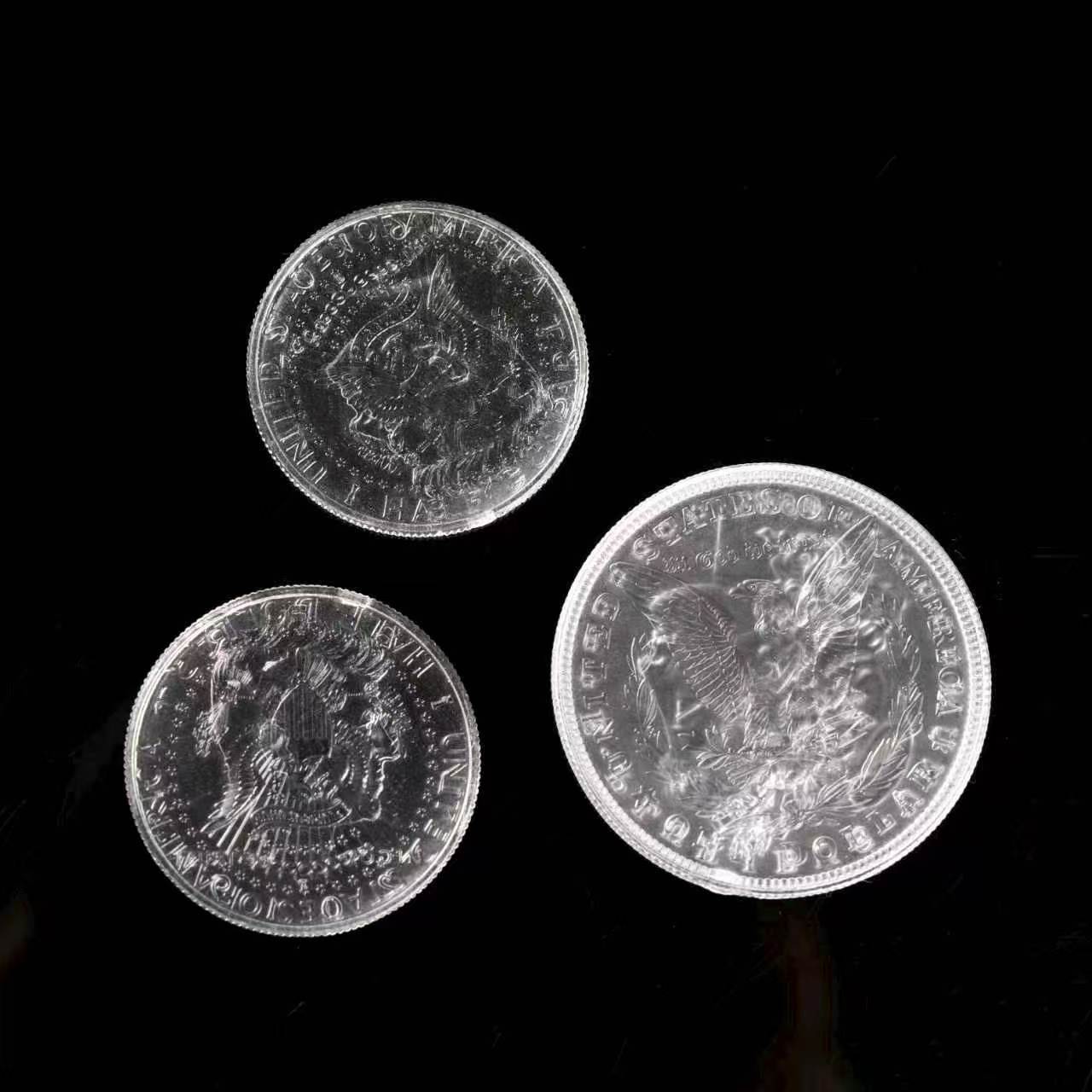 Transparent Morgan & Half Dollar Coins
