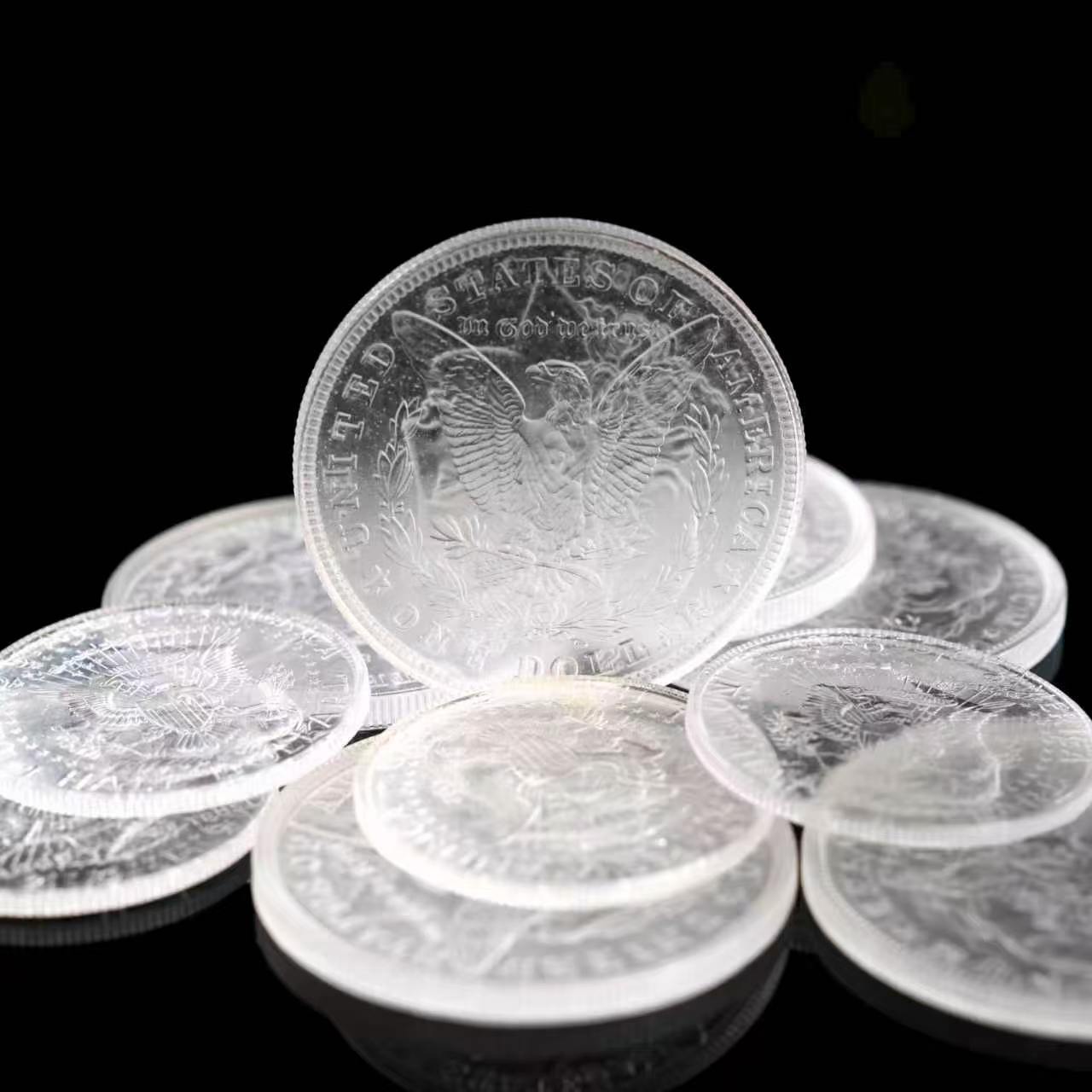 Transparent Morgan & Half Dollar Coins