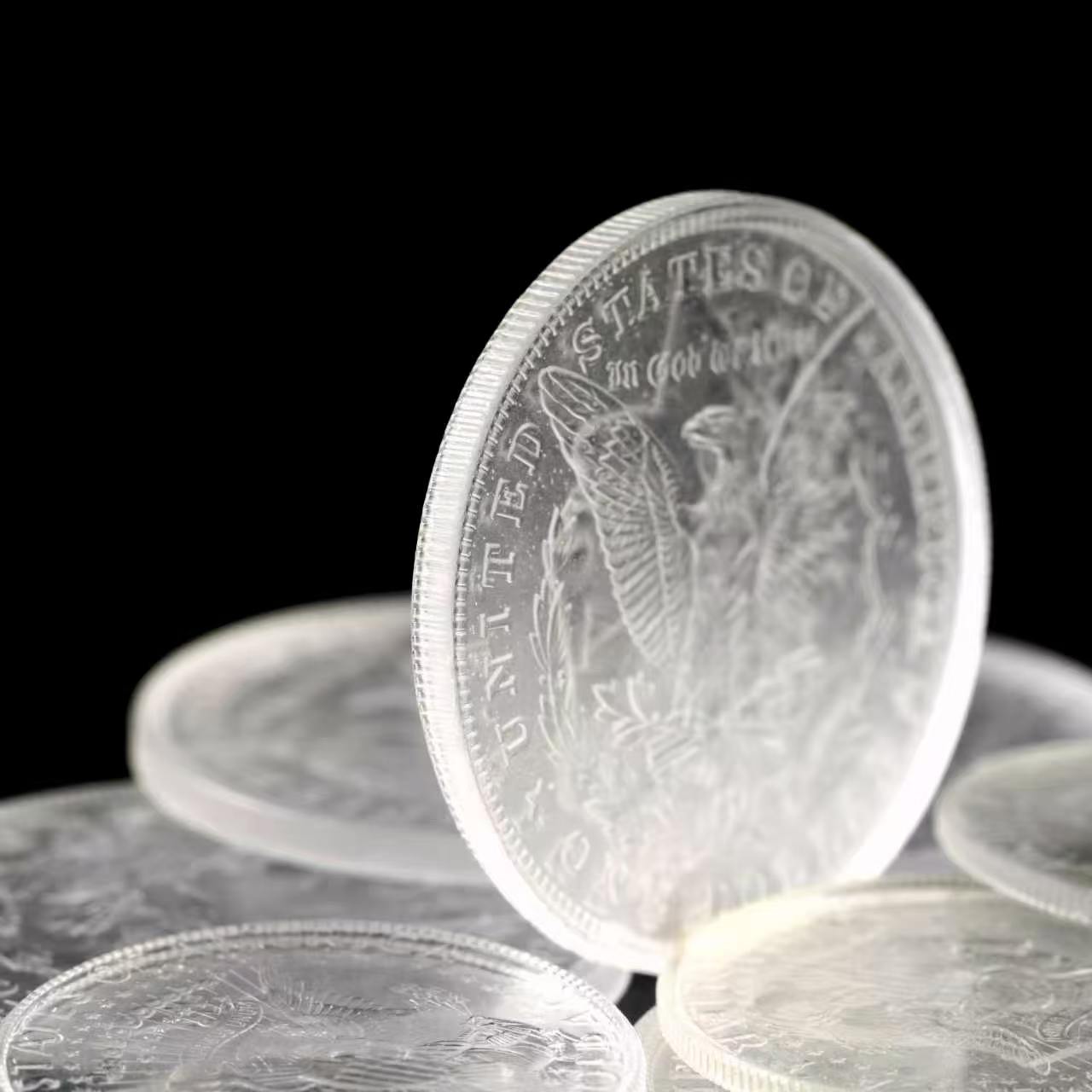 Transparent Morgan & Half Dollar Coins