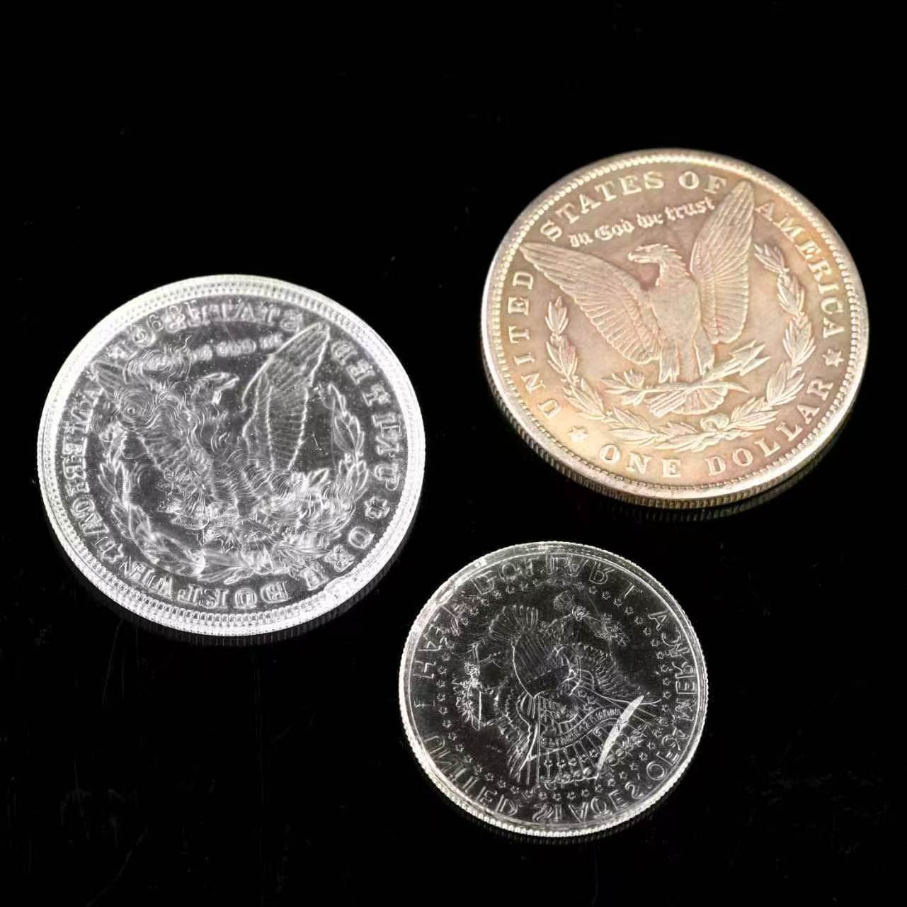 Transparent Morgan & Half Dollar Coins