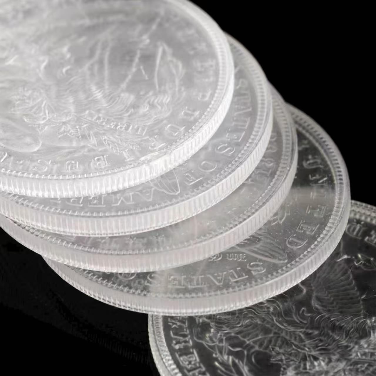 Transparent Morgan & Half Dollar Coins