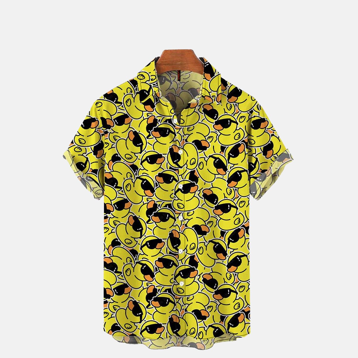 PeachBruh Densely Stacked Chic Yellow Duck Printing Short Sleeve Shirt