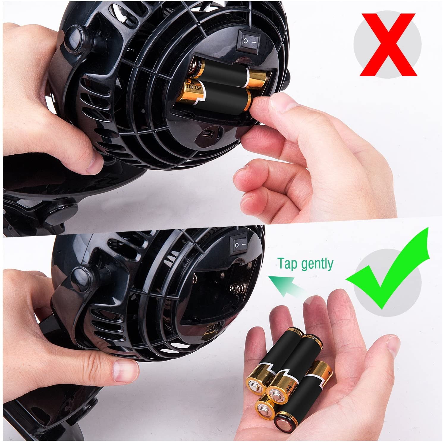 Gazeled Stroller Fan Battery Operated, Battery Operated Fans, Portable Battery Powered Fan with Clip, 5 inch Cordless Fan for Camping, Mini Quiet Personal Fan for Bed ,Car, 8 Free AA Batteries