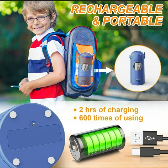 AFMAT Electric Pencil Sharpener, Fully Automatic Pencil Sharpener for Colored Pencils 7-11.5mm, Auto in & Out, Rechargeable Hand