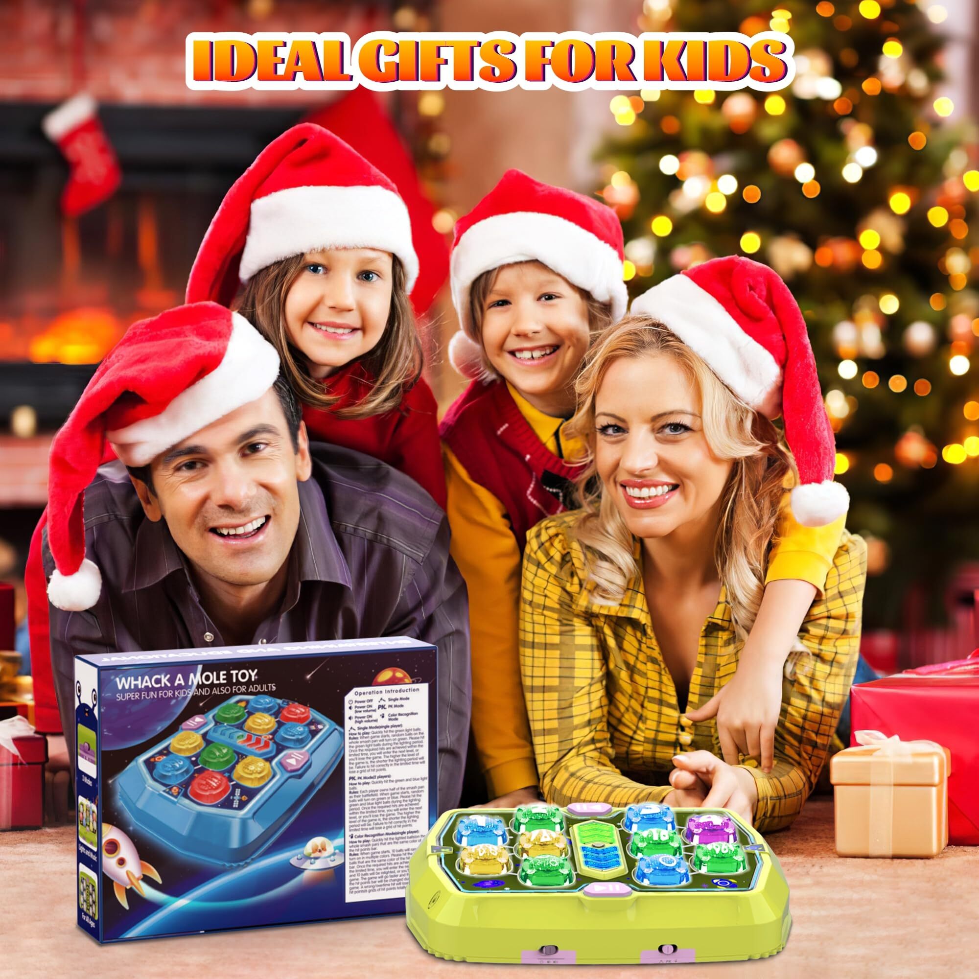 ANNKIE Interactive Whack a Mole Game for Toddlers - Early Learning Toy with 2 Soft Hammers,Green