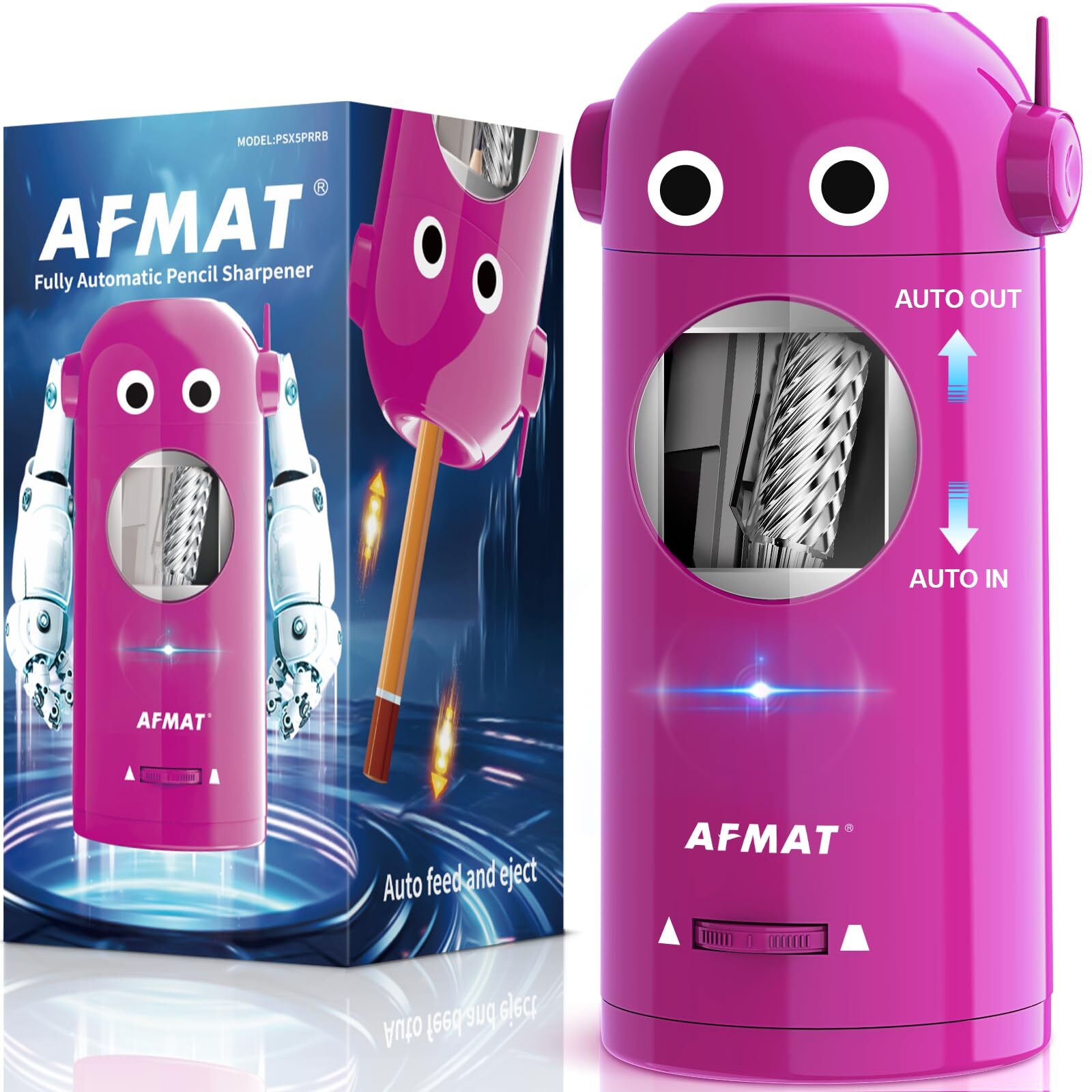 AFMAT Electric Pencil Sharpener for Colored Pencils 7-11.5mm, Auto in & Out, Fully Automatic Rechargeable Hands-Free Pencil Sharpener, Purple