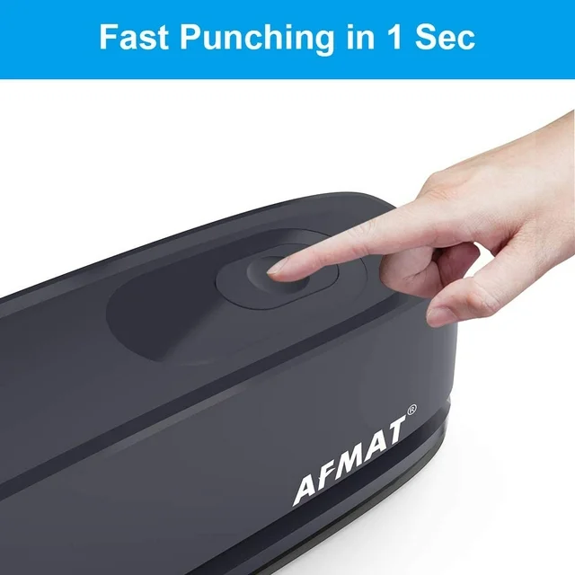 AFMAT 3 Hole Punch, Electric Three Hole Punch Heavy Duty, 20-Sheet Punch Capacity, AC or Battery Operated Paper Punch, Effortless Punching, Long Lasting Paper Puncher for Office School Studio