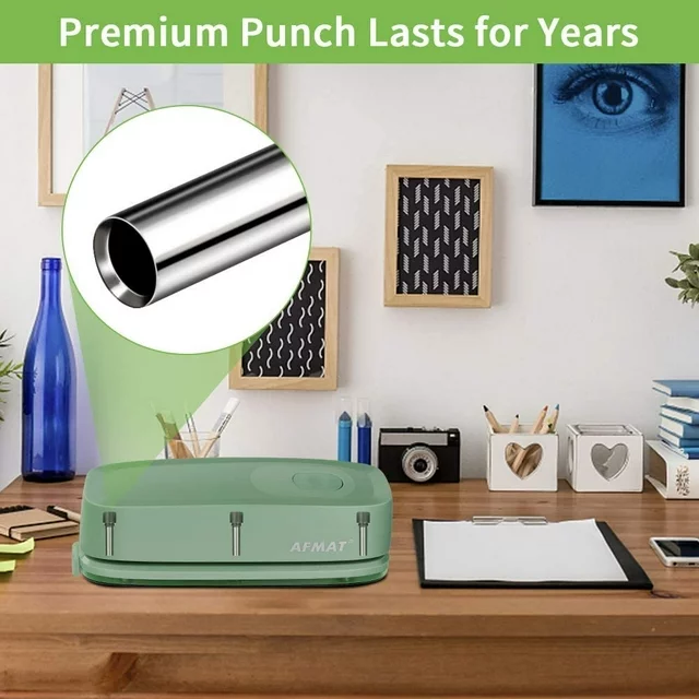 AFMAT Electric 3-Hole Punch, AC or Battery,Effortless Punching, Long Lasting Paper Punch for Office School Studio