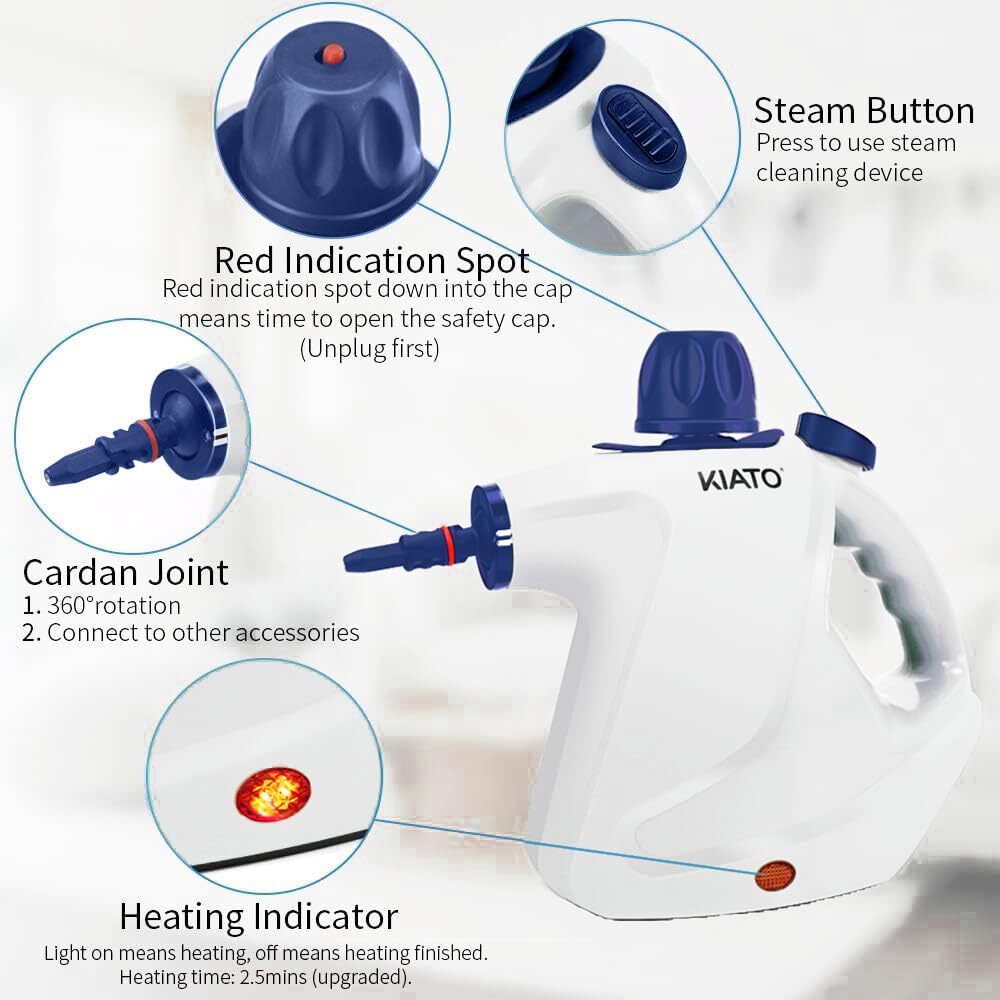 Handheld Steam Cleaner,Steamer for Cleaning,10 in 1 Handheld Steamer for Cleaning, Upholstery Steamer Cleaner,Car Steamer, Steam Cleaner for Surface Cleaning Home,Sofa,Bathroom,Car Seat, Office,1050W