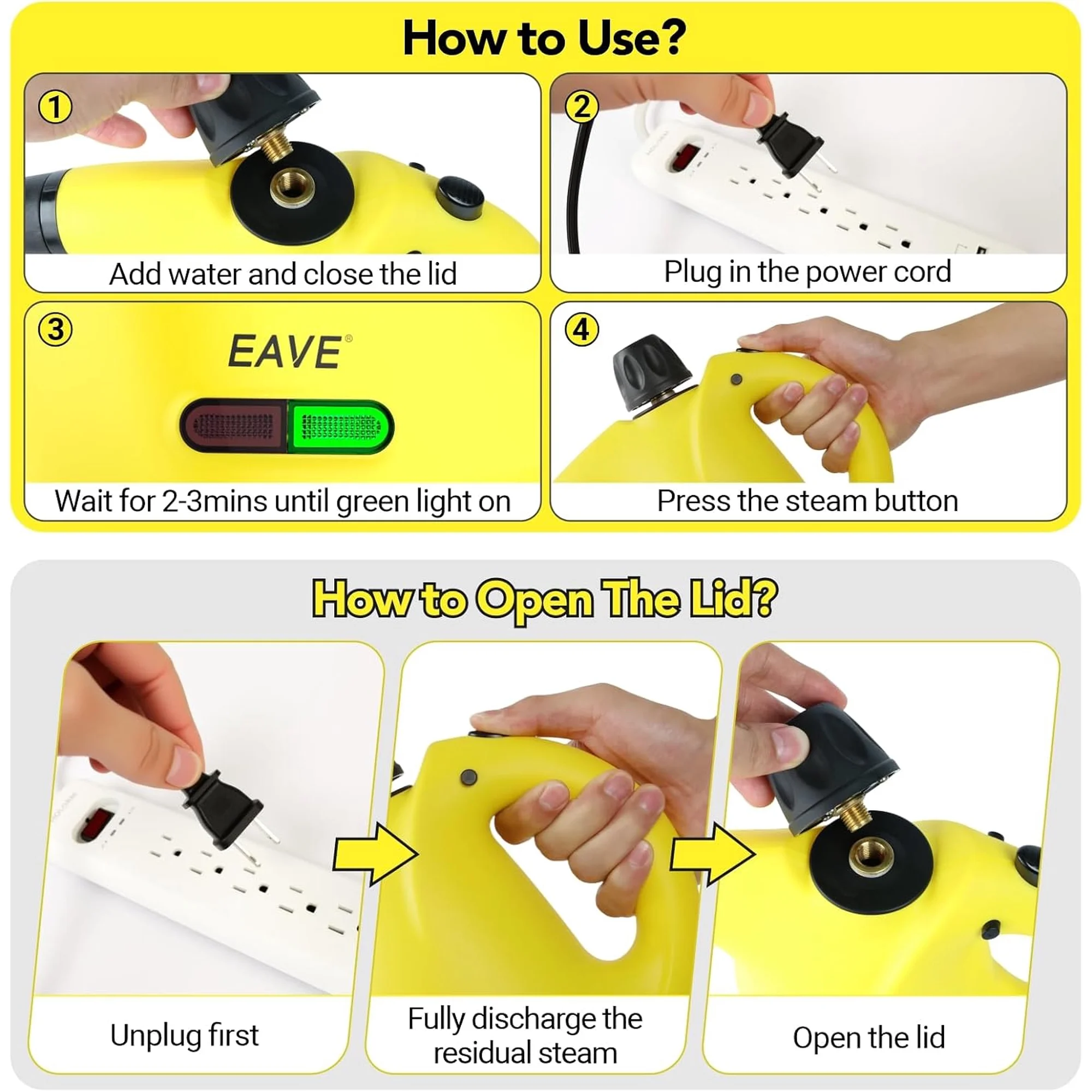 Handheld Steam Cleaner, Steamer for Cleaning, Portable Upholstery Steamer for Surface Cleaning, Hand Steam Cleaner for Furniture, Car Detailing, Home, Kitchen, Bathroom, Upholstery