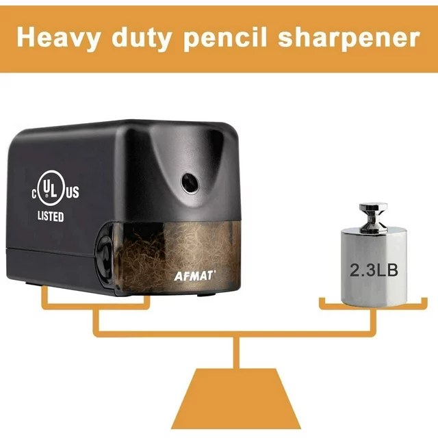 AFMAT Electric Pencil Sharpener,Heavy Duty Classroom Pencil Sharpeners for 6.5-8mm No.2/Colored Pencils, UL Listed Industrial Pencil Sharpener W/Stronger Helical Blade, Best School Pencil Sharpener