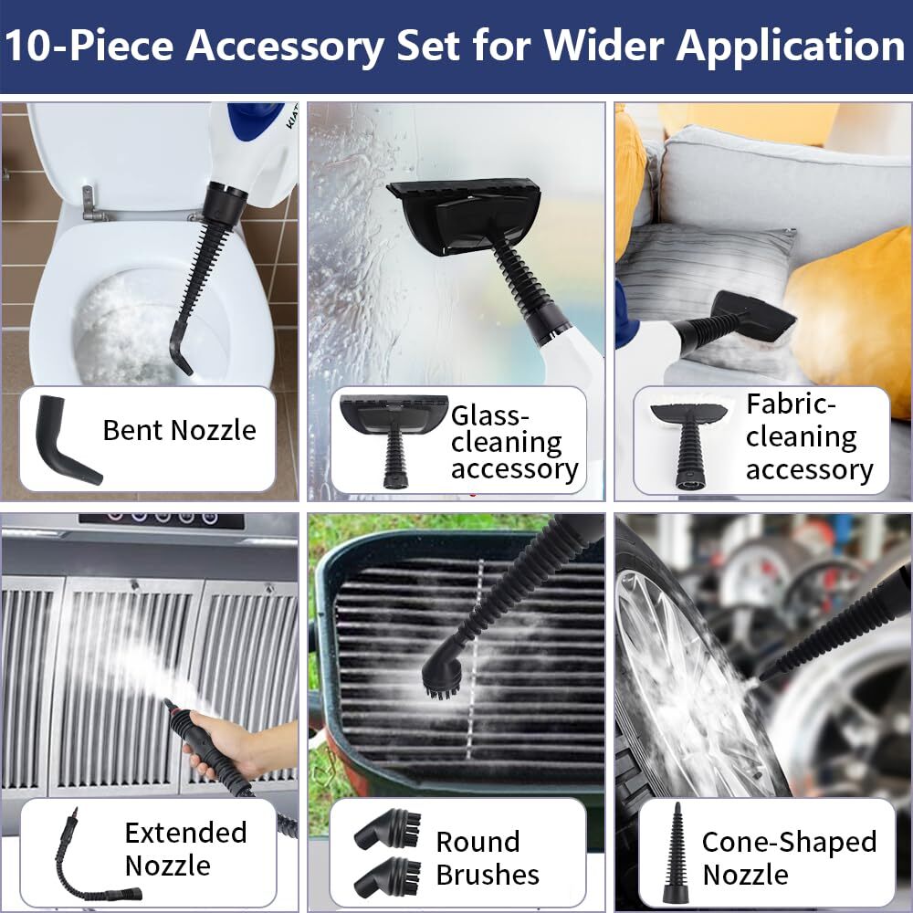 Handheld Steam Cleaner,Steamer for Cleaning,10 in 1 Handheld Steamer for Cleaning, Upholstery Steamer Cleaner,Car Steamer, Steam Cleaner for Surface Cleaning Home,Sofa,Bathroom,Car Seat, Office,1050W