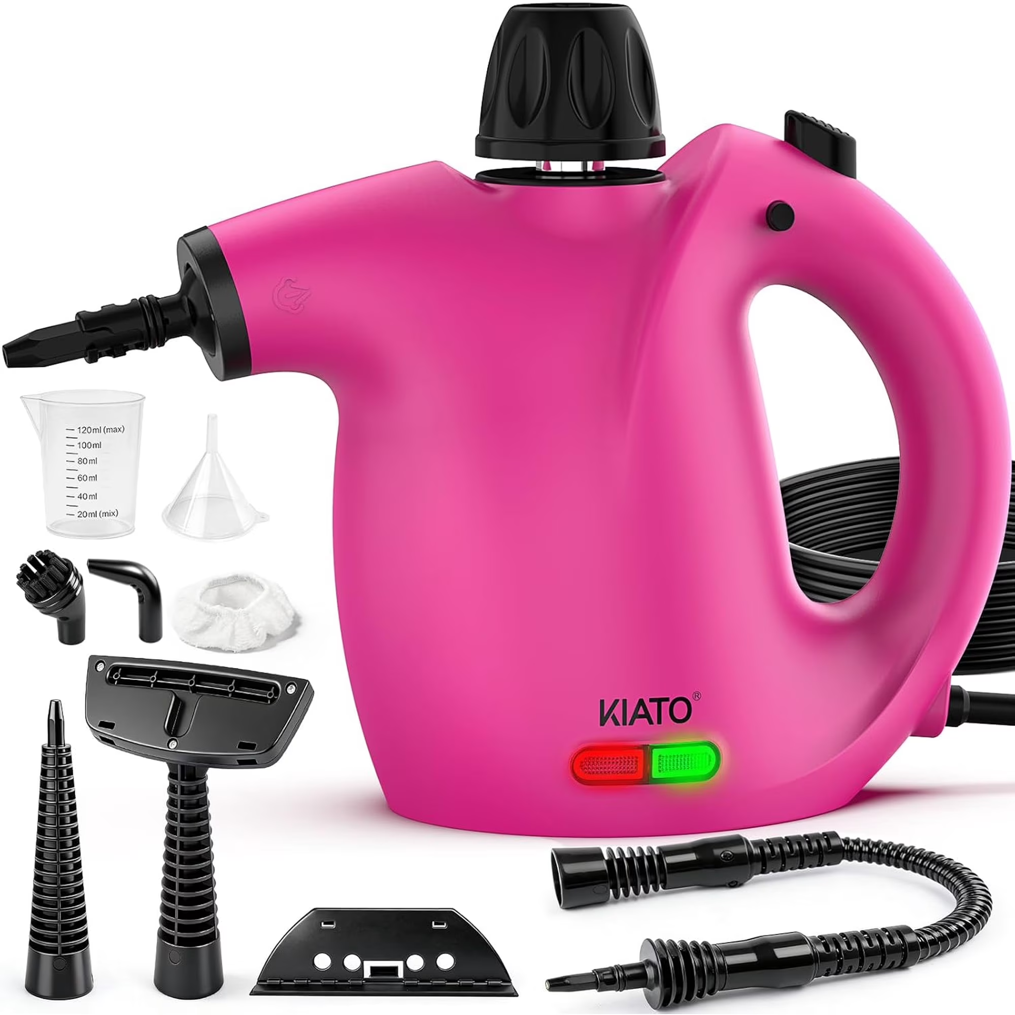 Handheld Steam Cleaner, Hand Held Steamer for Cleaning Home, Portable Pressurized Steamers for Upholstery Furniture Sofa Couch Floor Tile Grout Bathroom, Pink