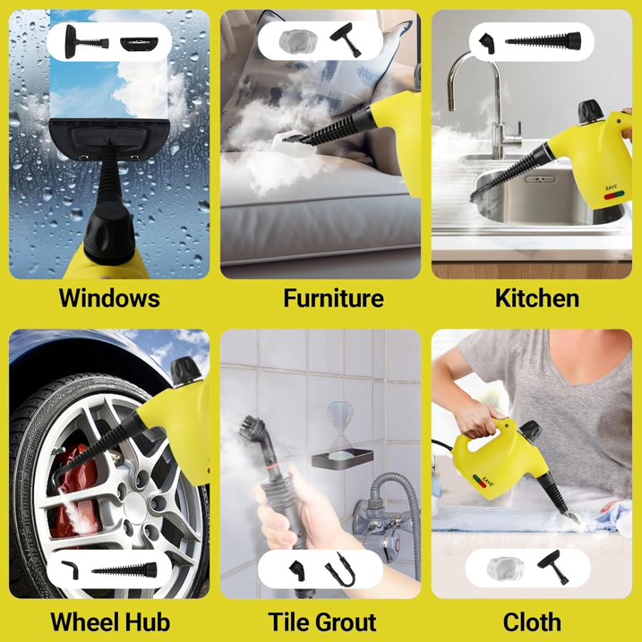 Handheld Steam Cleaner, Steamer for Cleaning, Portable Upholstery Steamer for Surface Cleaning, Hand Steam Cleaner for Furniture, Car Detailing, Home, Kitchen, Bathroom, Upholstery