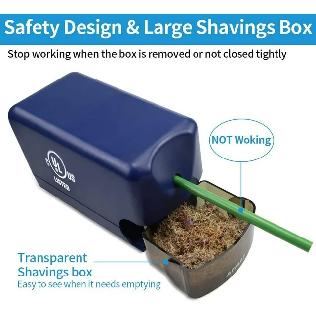 AFMAT Electric Pencil Sharpener, Heavy Duty Pencil Sharpener for 6.5-8mm No.2 Pencils,UL Listed Pencil Sharpener for Colored Pencils,Professional Office Pencil Sharpener w/Stronger Helical Blade,Blue