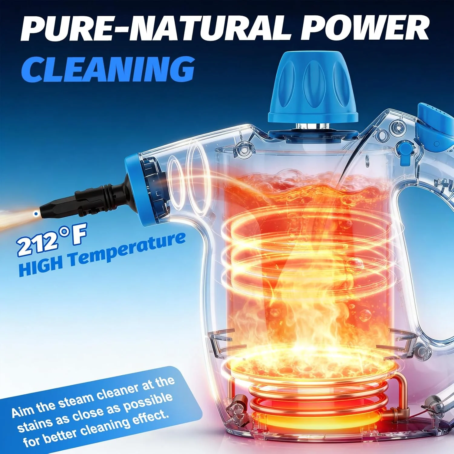 Handheld Steam Cleaner, Hand Held Steamer for Cleaning Home, Portable Pressurized Steamers for Upholstery Furniture Sofa Couch Floor Tile Grout Bathroom, Grey