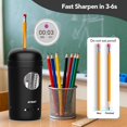 AFMAT Electric Pencil Sharpener, Fully Automatic Pencil Sharpener for 7-8mm Pencils & Colored Pencil, Auto in & Out, Rechargeable Vertical Hands-Free Sharpeners for Classroom/Home/Office,Black