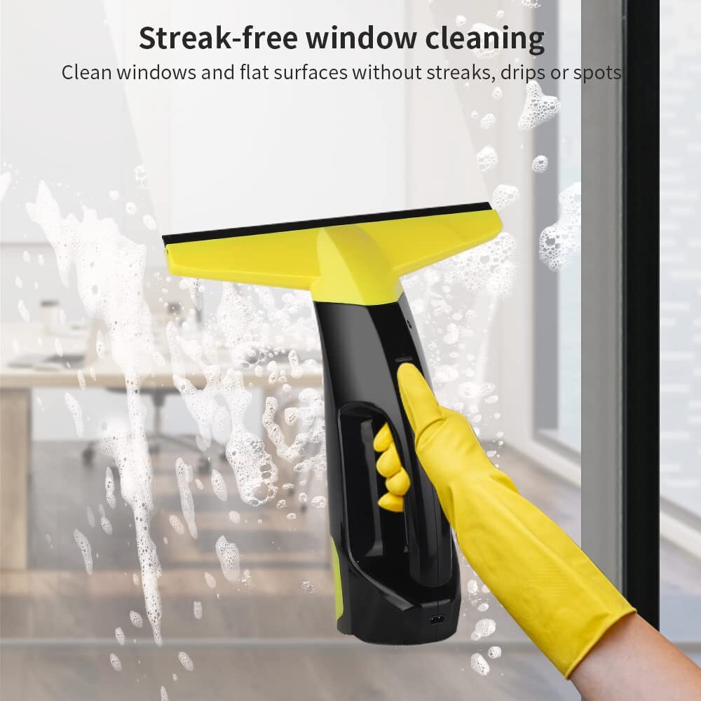 Eave Power Window Vacuum Cleaner Set,Rechargeable Window Vac, Window Squeegee Electric Cleaning Tool for Windows, Tiles, Mirrors, 200ml Water Tank