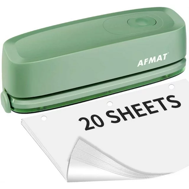 AFMAT Electric 3-Hole Punch, AC or Battery,Effortless Punching, Long Lasting Paper Punch for Office School Studio
