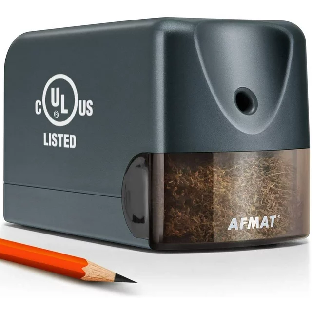 AFMAT Electric Pencil Sharpener ,Heavy Duty Classroom Pencil Sharpener for 6.5-8mm No.2/Colored Pencils, UL Listed Professional Pencil Sharpener w/Stronger Helical Blade, Gray