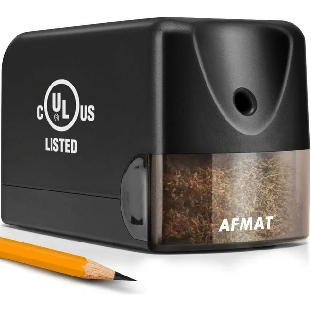 AFMAT Electric Pencil Sharpener,Heavy Duty Classroom Pencil Sharpeners for 6.5-8mm No.2/Colored Pencils, UL Listed Industrial Pencil Sharpener W/Stronger Helical Blade, Best School Pencil Sharpener