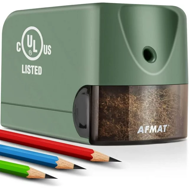 AFMAT Electric Pencil Sharpener Heavy Duty, Pencil Sharpener Electric for Classroom, UL Listed Plug in Pencil Sharpener for 6.5-8mm No.2/Colored Pencils, w/Upgraded Helical Blade Sharpen 10000 Times