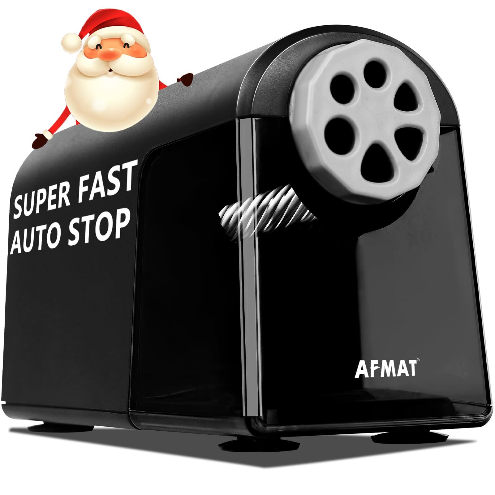 AFMAT Heavy Duty Electric Classroom Sharpener, 6 Holes, for 6-11mm Pencils, Auto Stop, Super Fast, Never Eat Pencils, School Teacher Must Have, Plug in, Black (Christmas Gift for Teachers/Students)