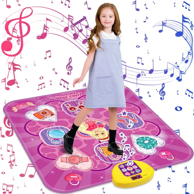 ANNKIE Dance Mat - Interactive Kids' Toy for Girls, Ages 3-12, Electronic Music & LED Lights Dance Pad, 5 Game Modes, Princess Design, Perfect Birthday & Christmas Gift for Kids