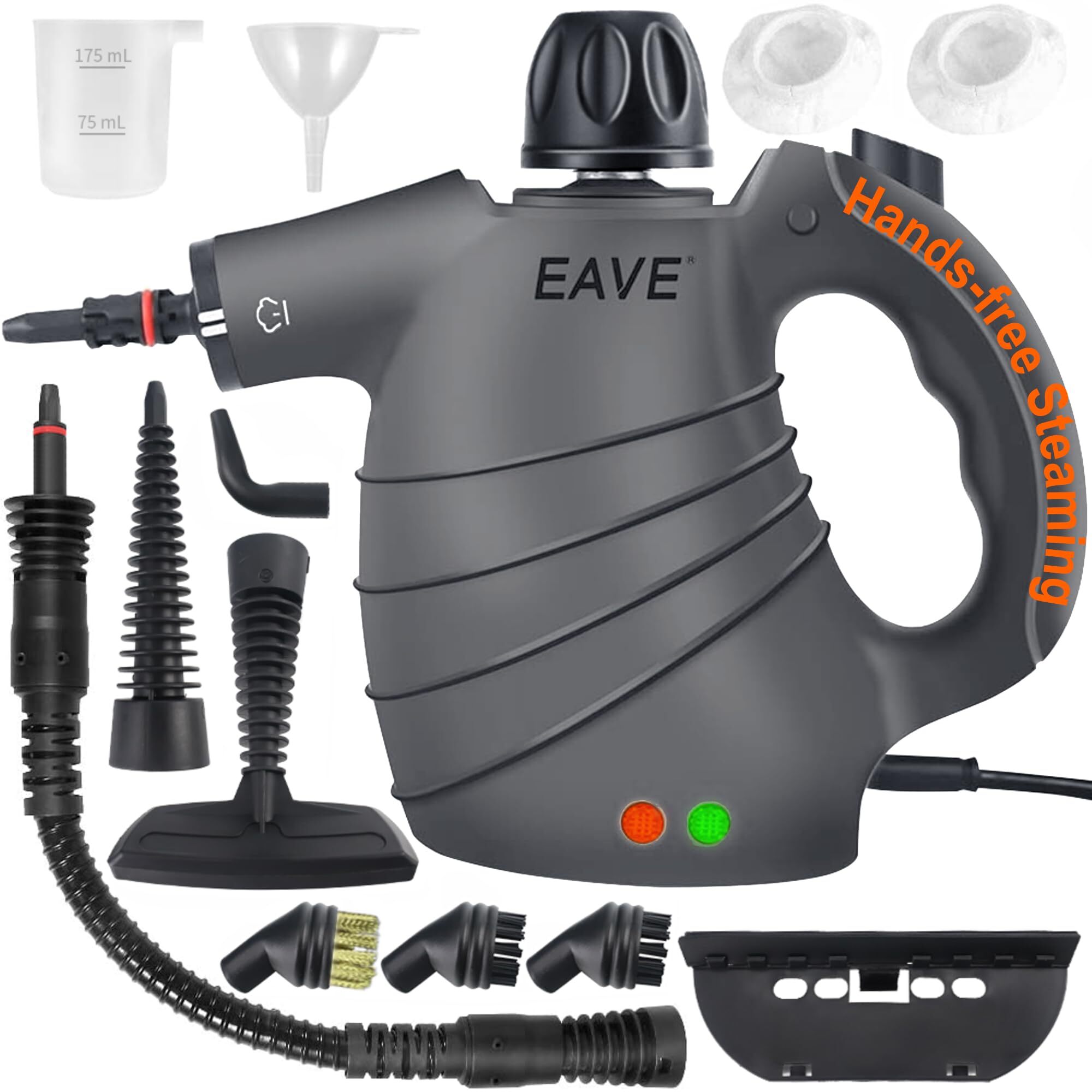 EAVE Handheld Steam Cleaner, Portable Steamer for Cleaning, with Steam Lock Button for Hands-free Steaming, 12 in 1 Set Pressurized Hand Held Car Steamer for Furniture, Upholstery,Tile Grout, Home Use