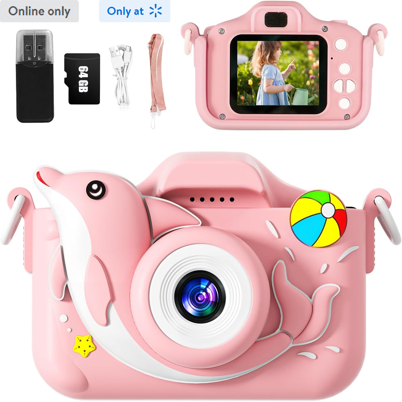 Exciting HD Digital Video Kids Camera - Top Christmas Gift for Girls/Boys Age 3-12! Selfie Camera, Games, 1080P Video, 64GB SD Card Included