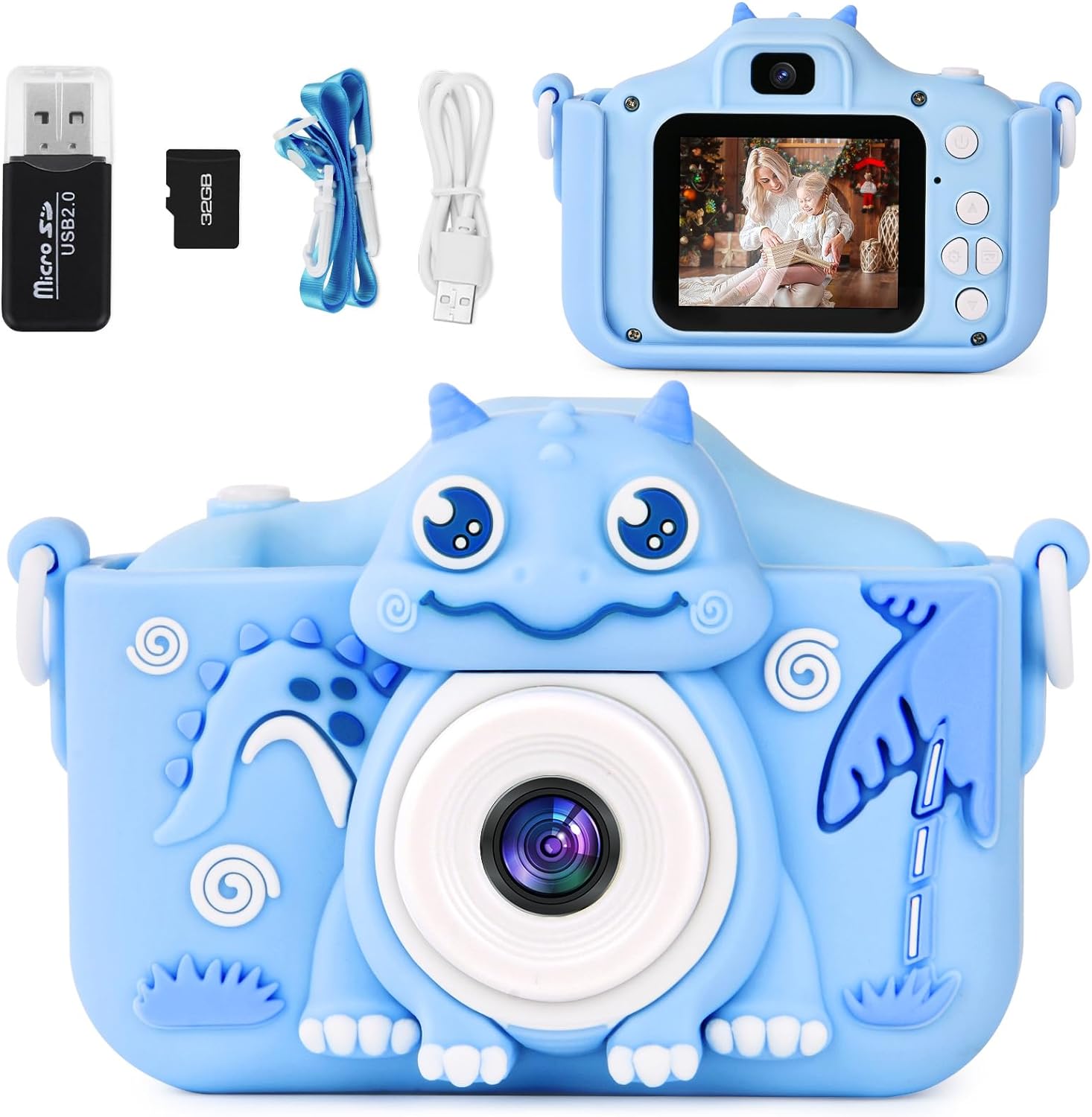 Kids Camera for Boys Age 3-12, Dual Lens Selfie Toddler Camera - Capturing Childhood Adventures in HD! Perfect Gift for Christmas - Includes 32GB Card