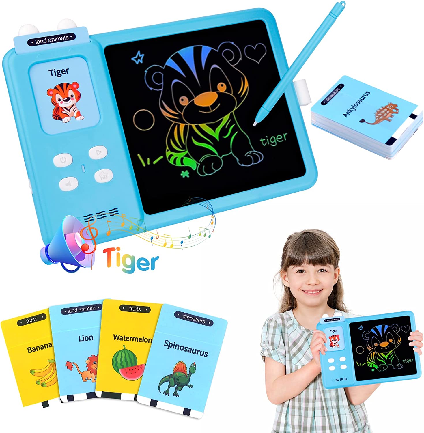 Talking Flash Learning Drawing Toys for Kids Toddlers 2 3 4 5 6 7 Year Olds,224 Kindergarten Sight Words LCD Writing Tablet Christmas Gifts for Toddler Boys Girls Kids Montessori Speech Therapy Autis