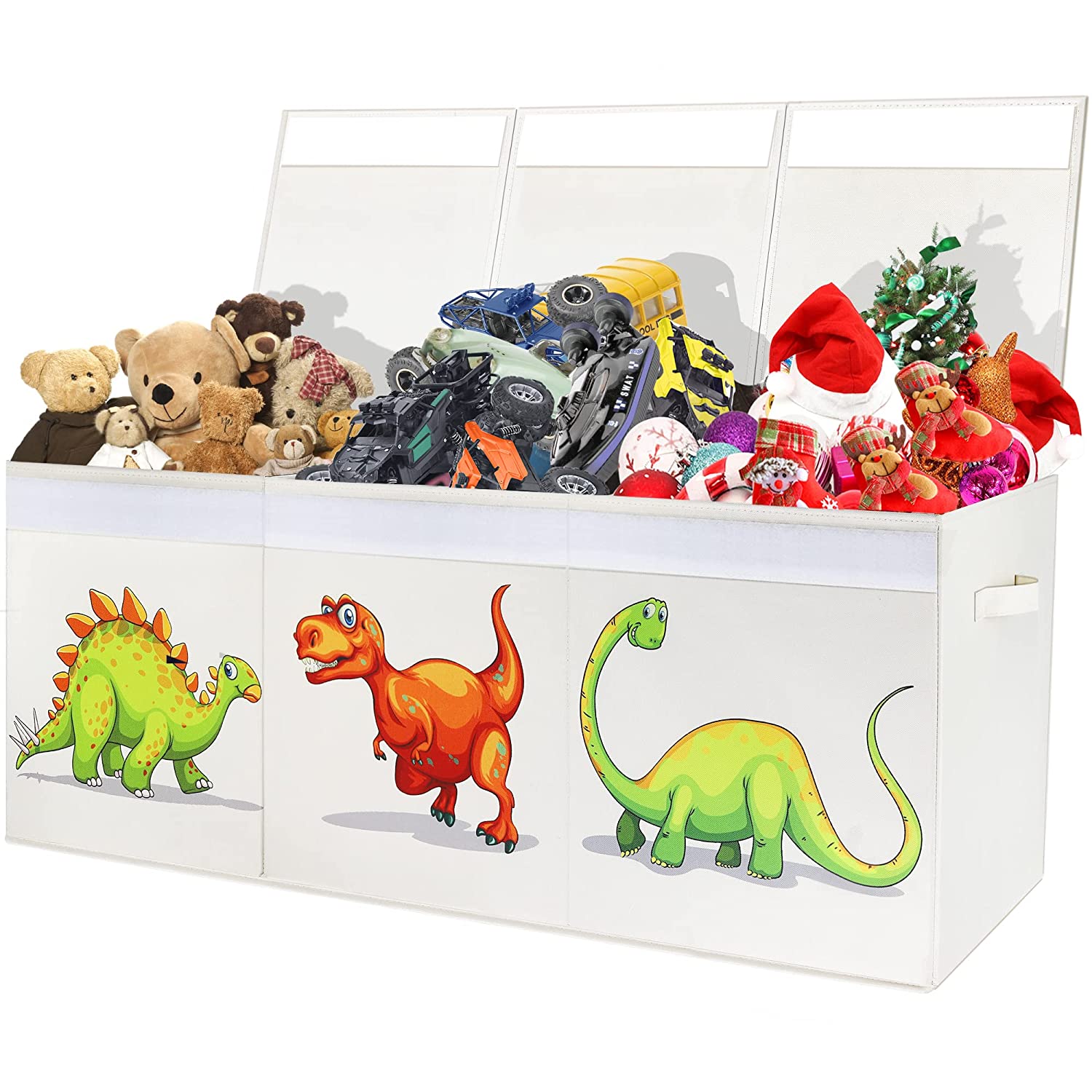 Toy Storage Chest - Large Kids Toy Box Chest Storage with Lids - Collapsible Sturdy Storage Bins Organizer - for Nursery Room, Playroom, Closet, Home Organization, School - 40.6X16.5X14.2"