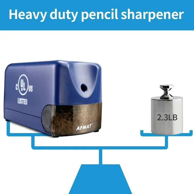 AFMAT Electric Pencil Sharpener, Heavy Duty Pencil Sharpener for 6.5-8mm No.2 Pencils,UL Listed Pencil Sharpener for Colored Pencils,Professional Office Pencil Sharpener w/Stronger Helical Blade,Blue