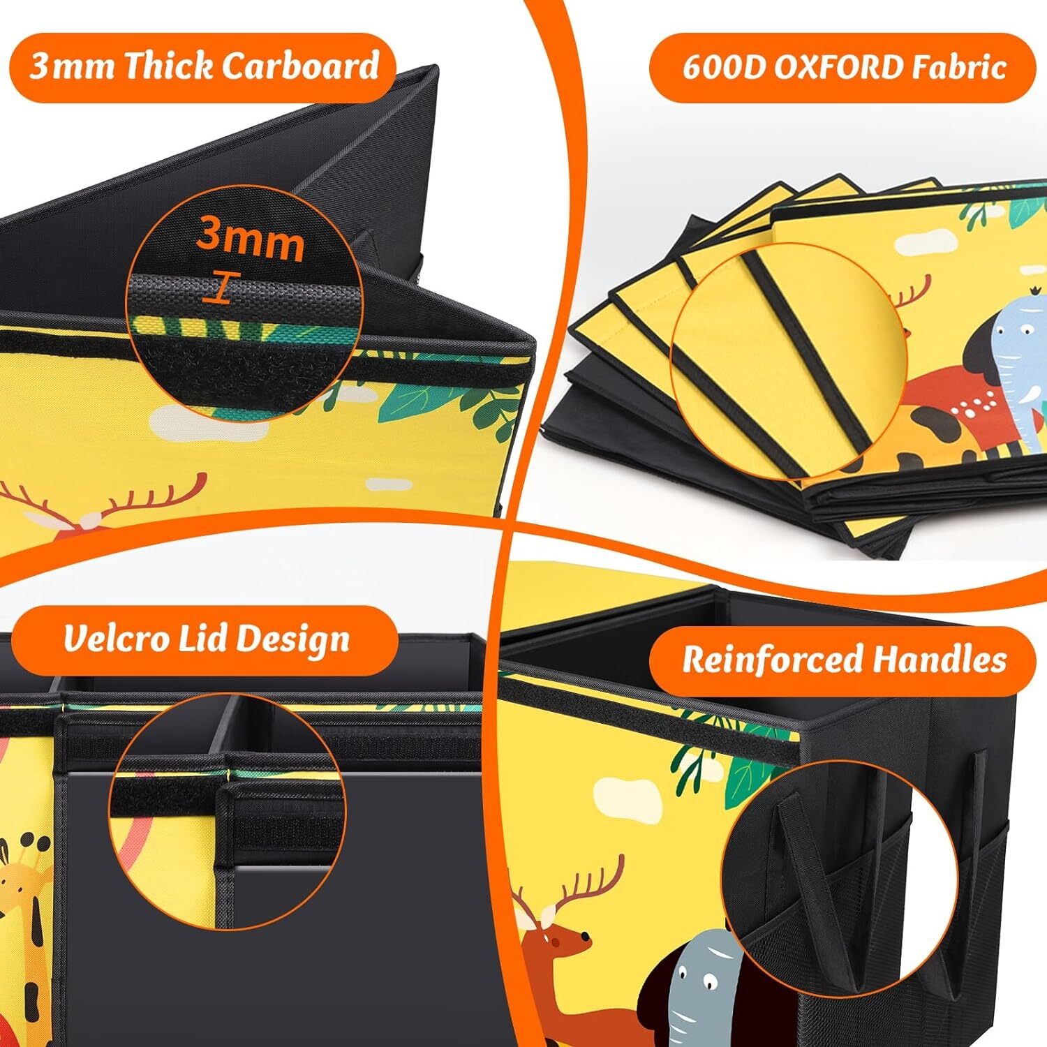 Large Toy Storage Chest - Collapsible and Sturdy Organizer with Lids for Kids' Toys