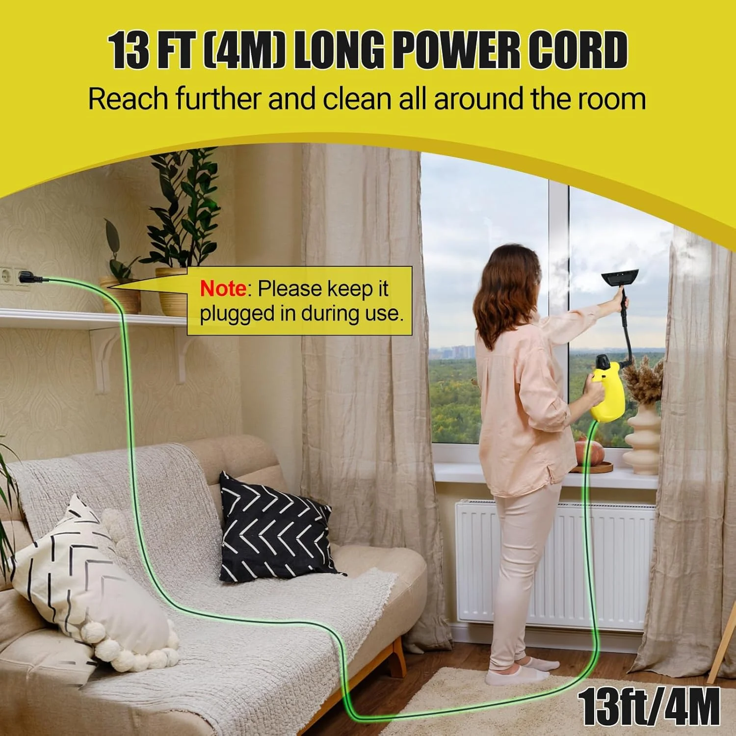 Handheld Steam Cleaner, Steamer for Cleaning, Portable Upholstery Steamer for Surface Cleaning, Hand Steam Cleaner for Furniture, Car Detailing, Home, Kitchen, Bathroom, Upholstery