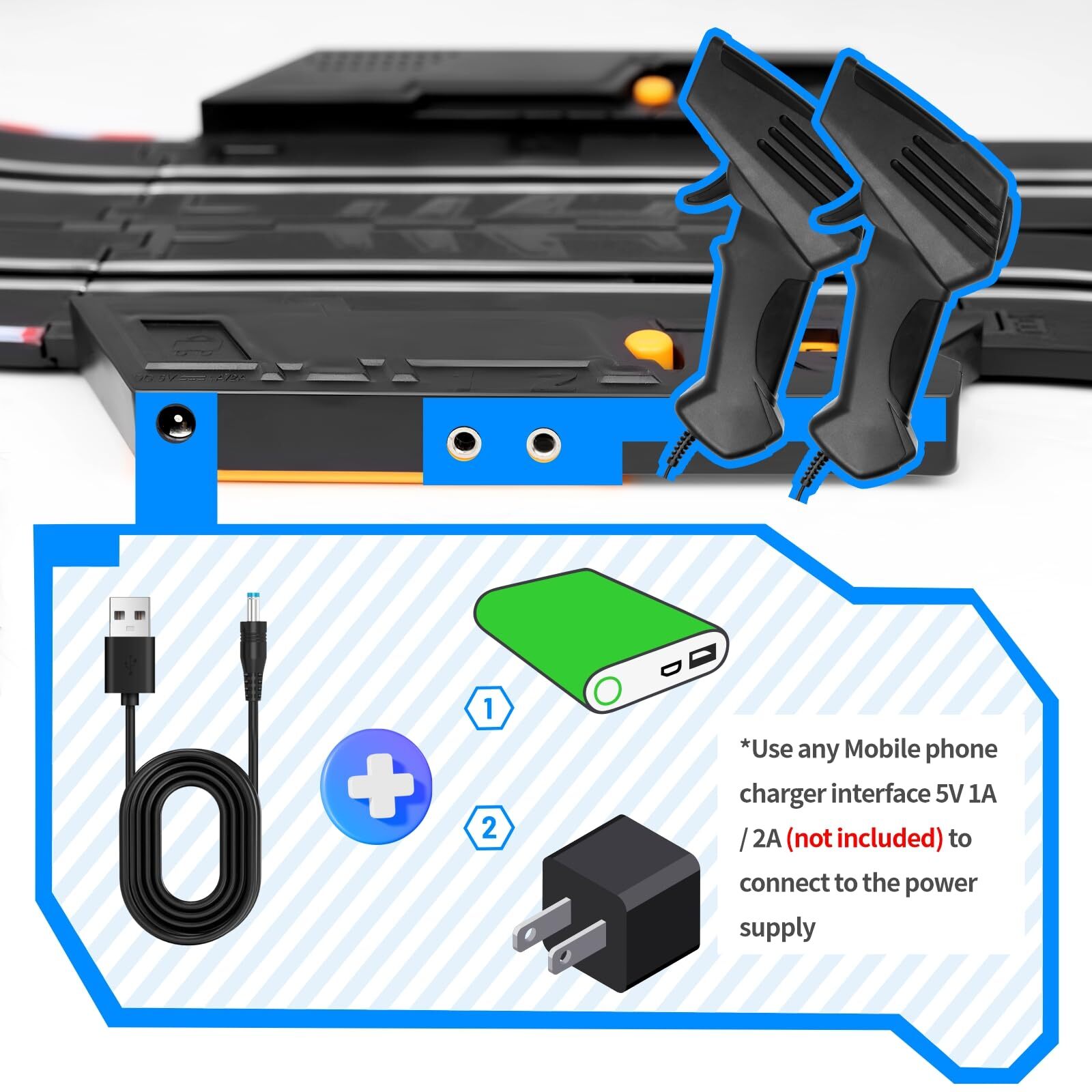 PAFOLO Slot Car Race Track Sets,19ft Electric Track with LED Lights and 4 Slot Cars,2 Hand Controller and Racing Game Lap Counters,Race Track Set Features a Loop,Turns & a Crossover for Boys Age 6-12