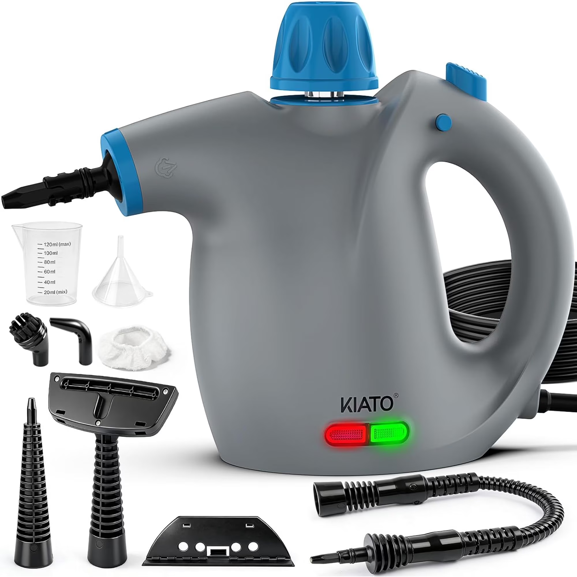 Handheld Steam Cleaner, Hand Held Steamer for Cleaning Home, Portable Pressurized Steamers for Upholstery Furniture Sofa Couch Floor Tile Grout Bathroom, Grey