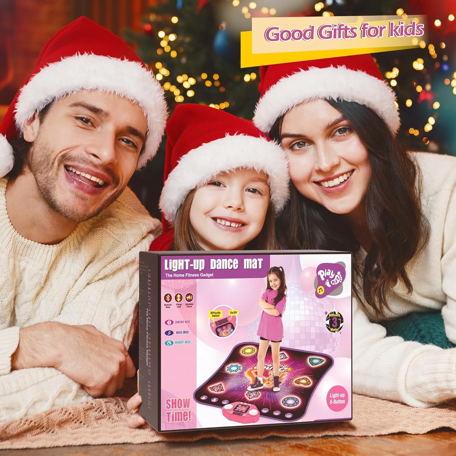 8 Buttons Light Up Dancing Mat 6 Game Modes with Bluetooth & Built-in 9 Songs Dance Pad -Dance Mat for Kids Age 4-12 -Musical Dance Mat Toy for 4-12 Year Old Girls Boys