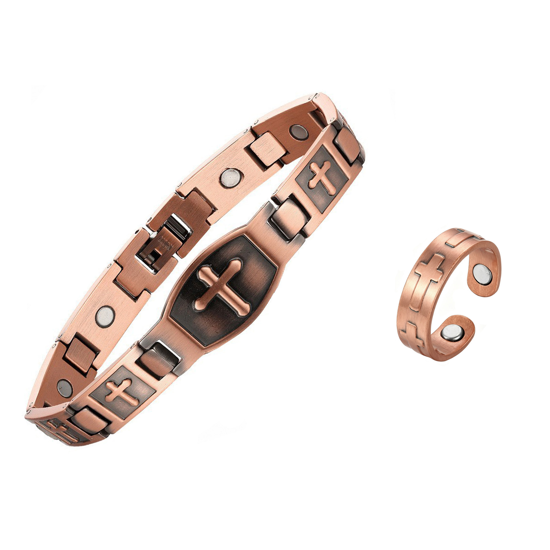 BunnyKachu Antique Bronze Cross Bracelet & Ring