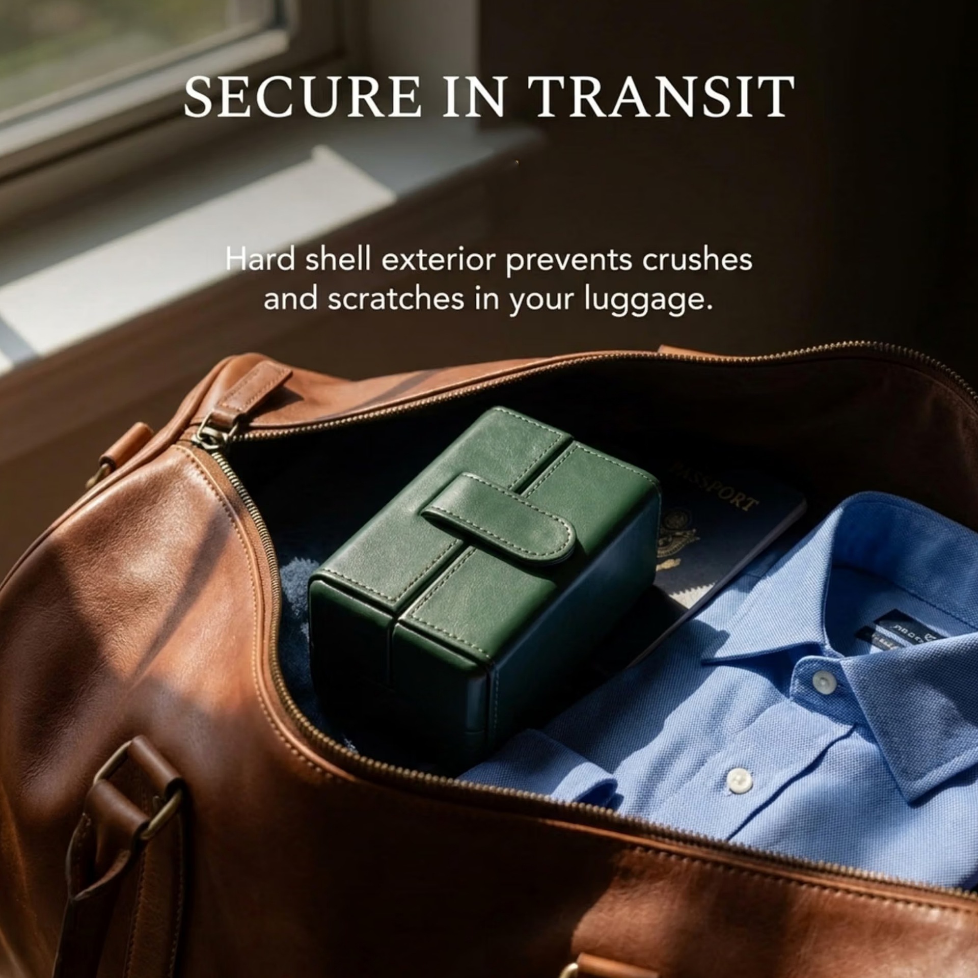 Leather Travel Watch Box - Portable Timepiece Case for Travel & Display