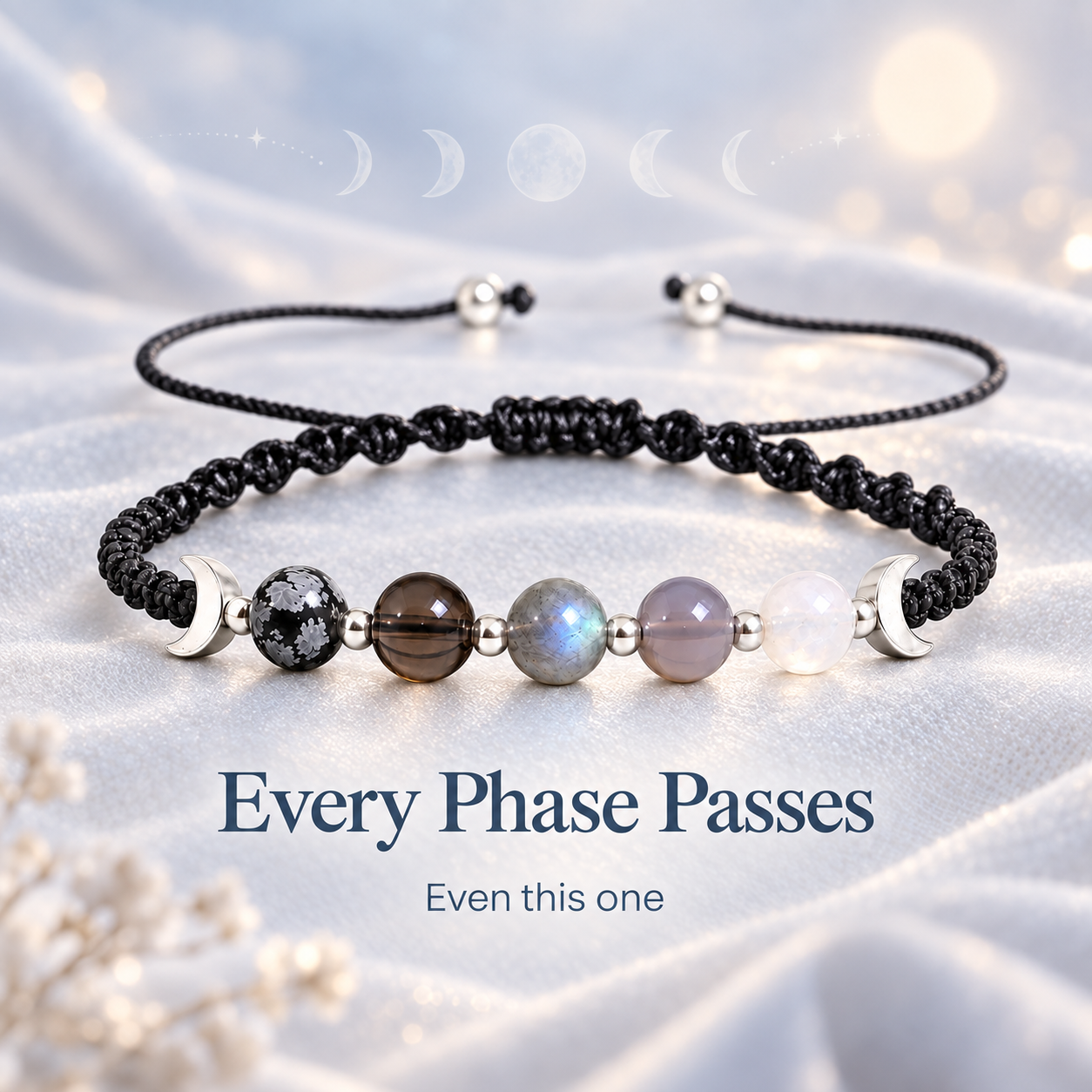 This Too Shall Pass Moon Phase Crystal Bracelet – Meaningful Gift for Her
