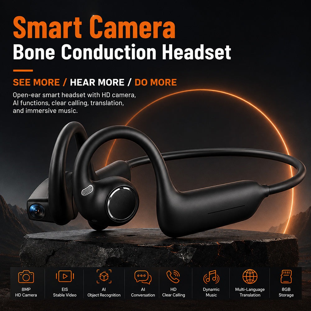 2026 Upgrade Model - 🎧 8MP Smart Camera Open-Ear Headset – POV Video, Calls & AI Assistance 🎥