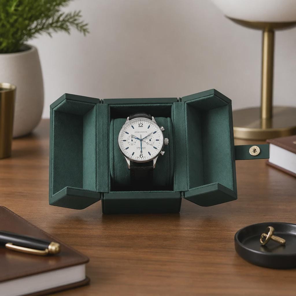 Leather Travel Watch Box - Portable Timepiece Case for Travel & Display