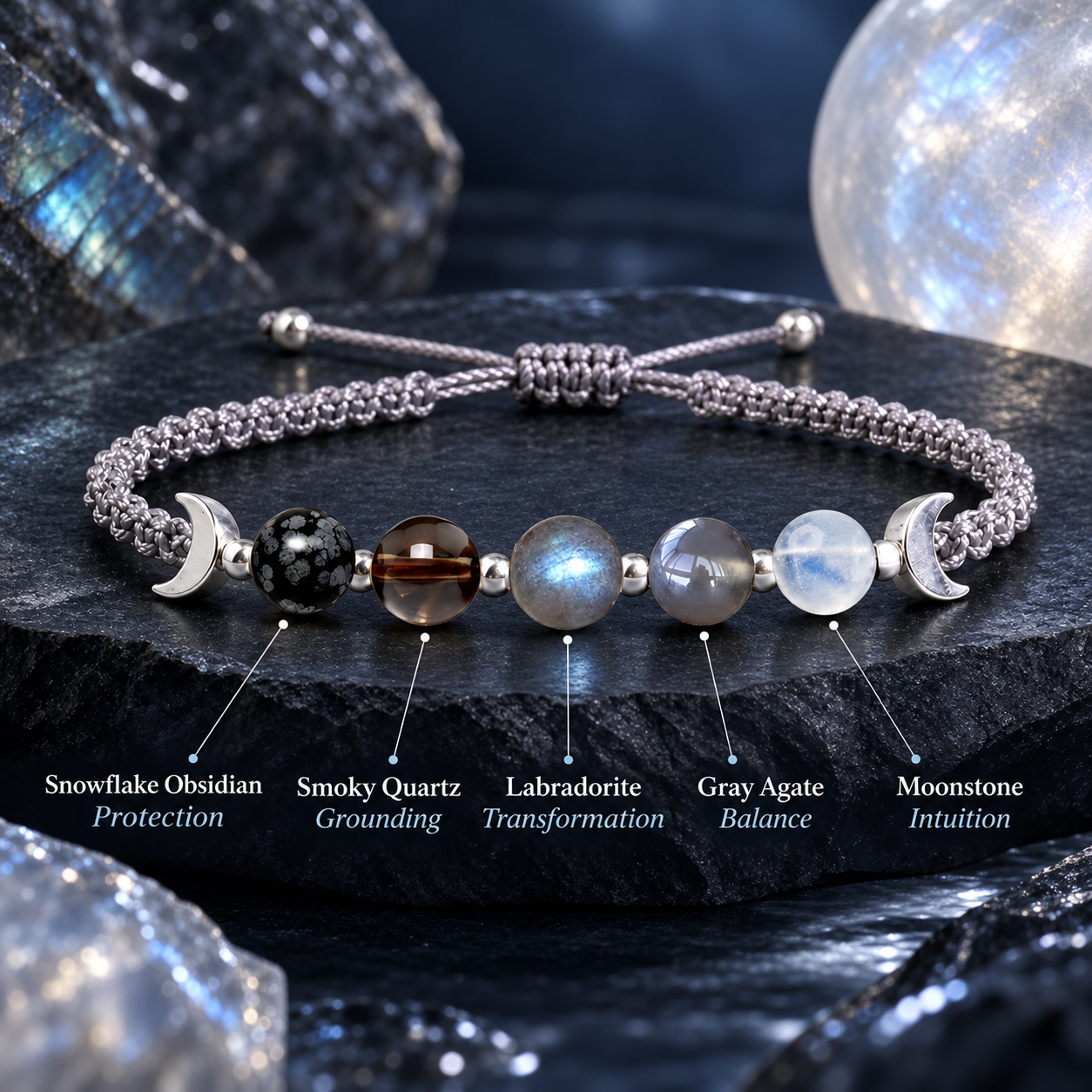 This Too Shall Pass Moon Phase Crystal Bracelet – Meaningful Gift for Her