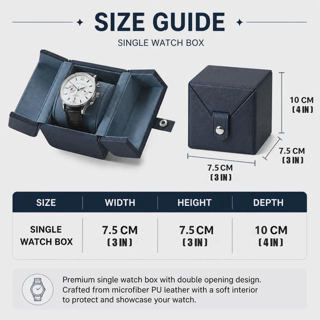 Leather Travel Watch Box - Portable Timepiece Case for Travel & Display