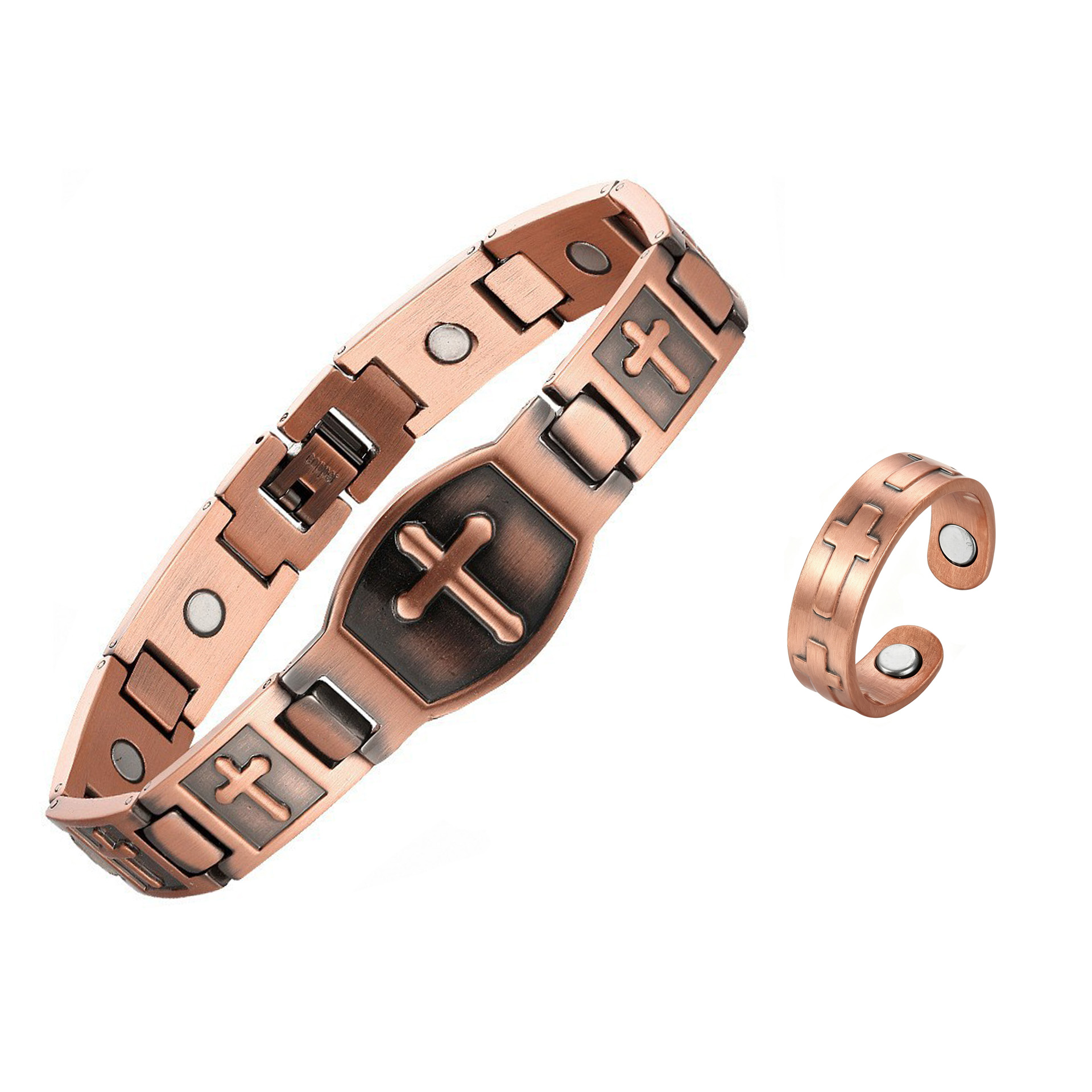 BunnyKachu Antique Bronze Cross Bracelet & Ring