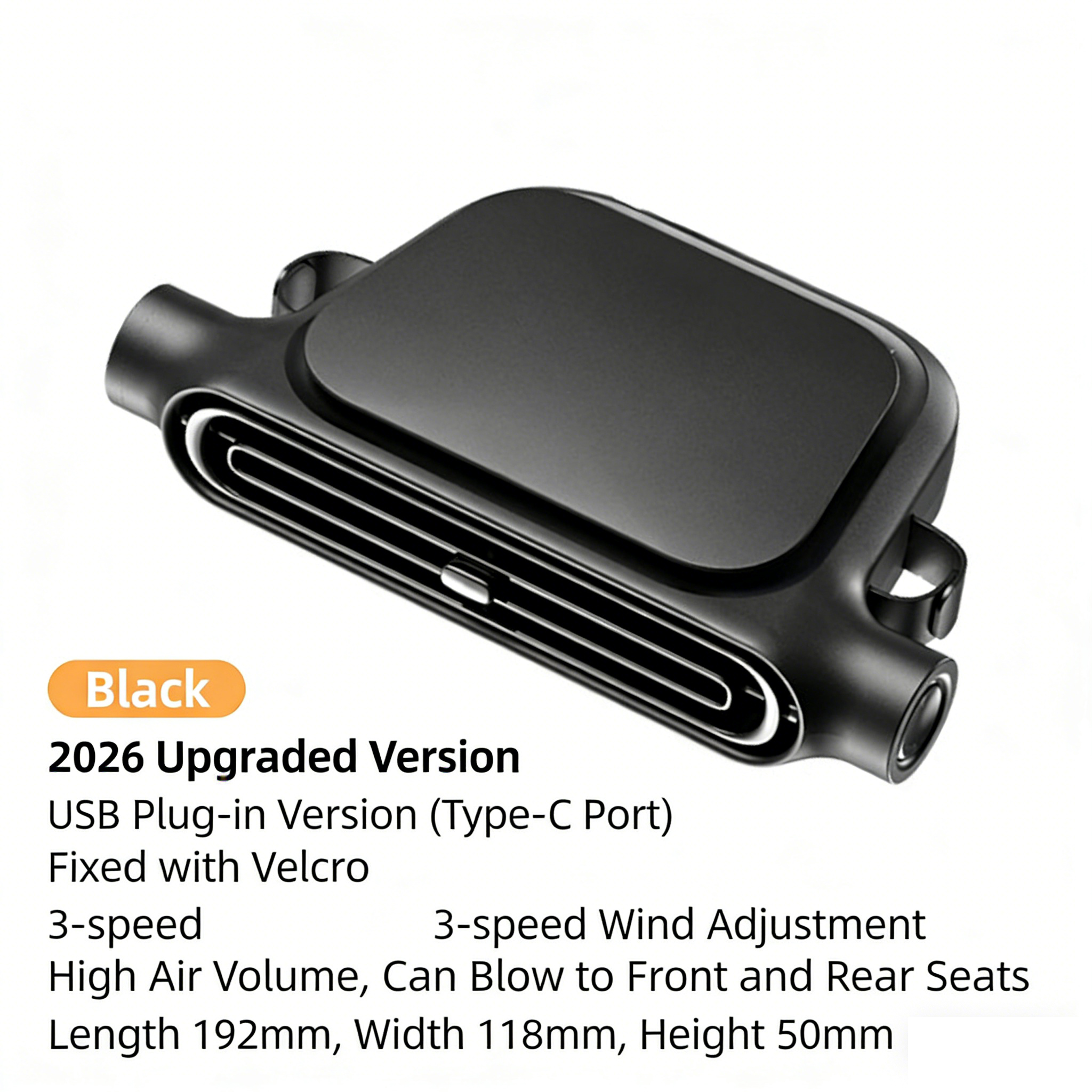 2026Ultra-Thin Car Seat Cooling Fan – 3-Speed USB Quiet Fan for Back Seat Comfort